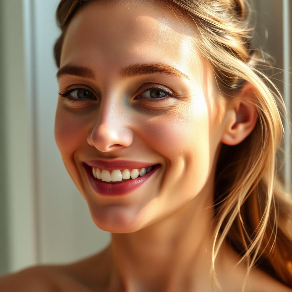 Woman with refreshed, smoother skin and a natural glow after SkinStylus microneedling at Ridgeline.