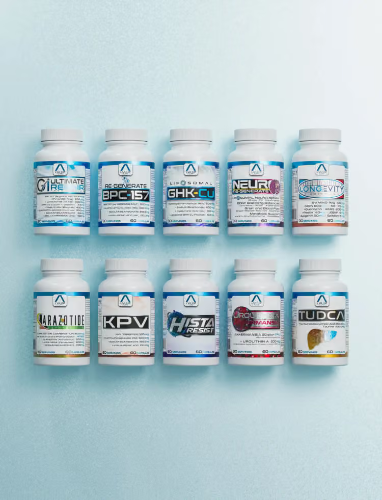 LVLUP Health supplement bottles