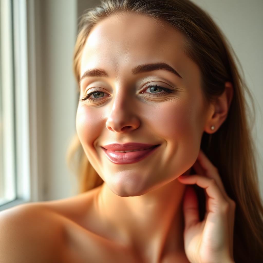 Calm, energized person with clear glowing skin after ozone therapy at Ridgeline.