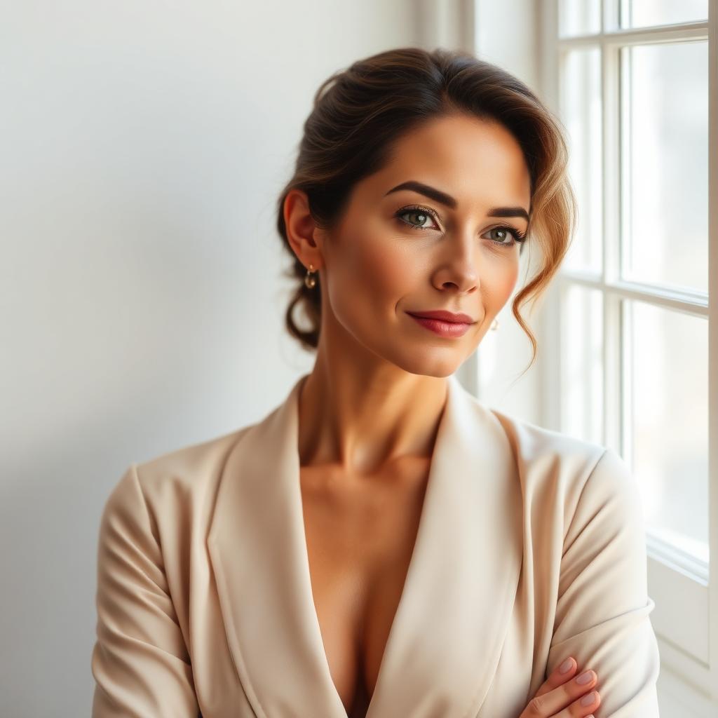 Poised, confident woman conveying restored women's intimate wellness at Ridgeline.