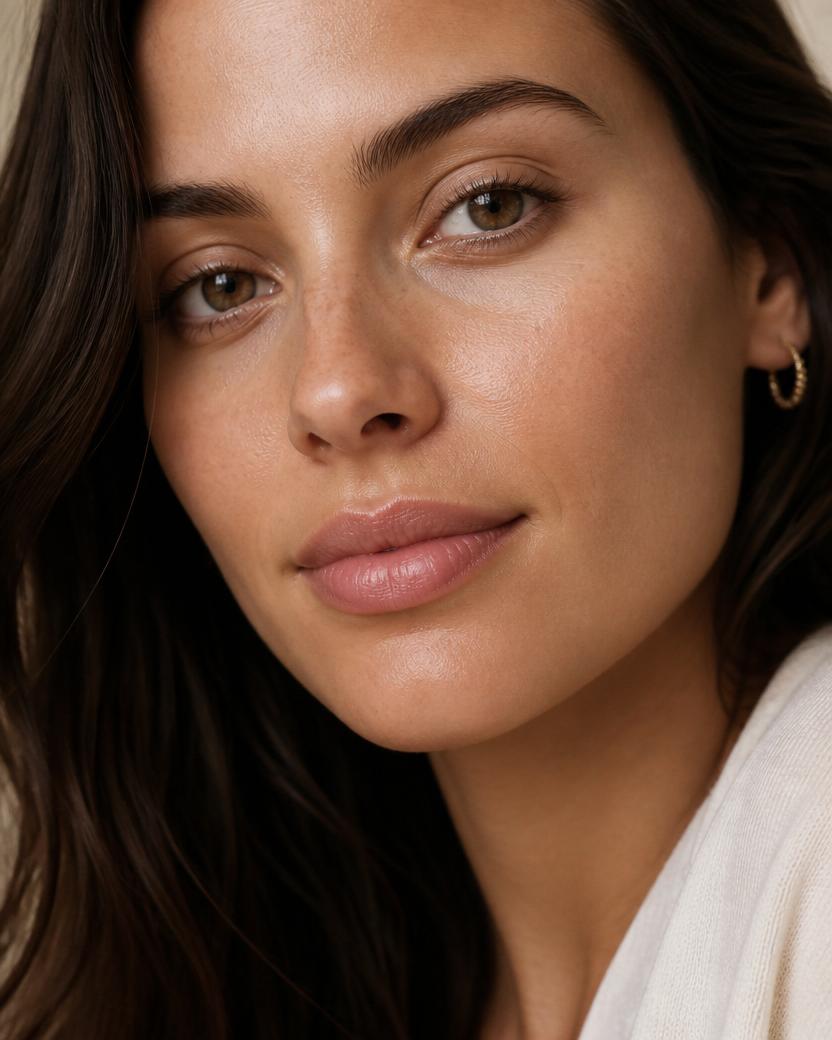 Close-up of naturally balanced, hydrated lips after a subtle hyaluronic acid lip filler treatment at Ridgeline.