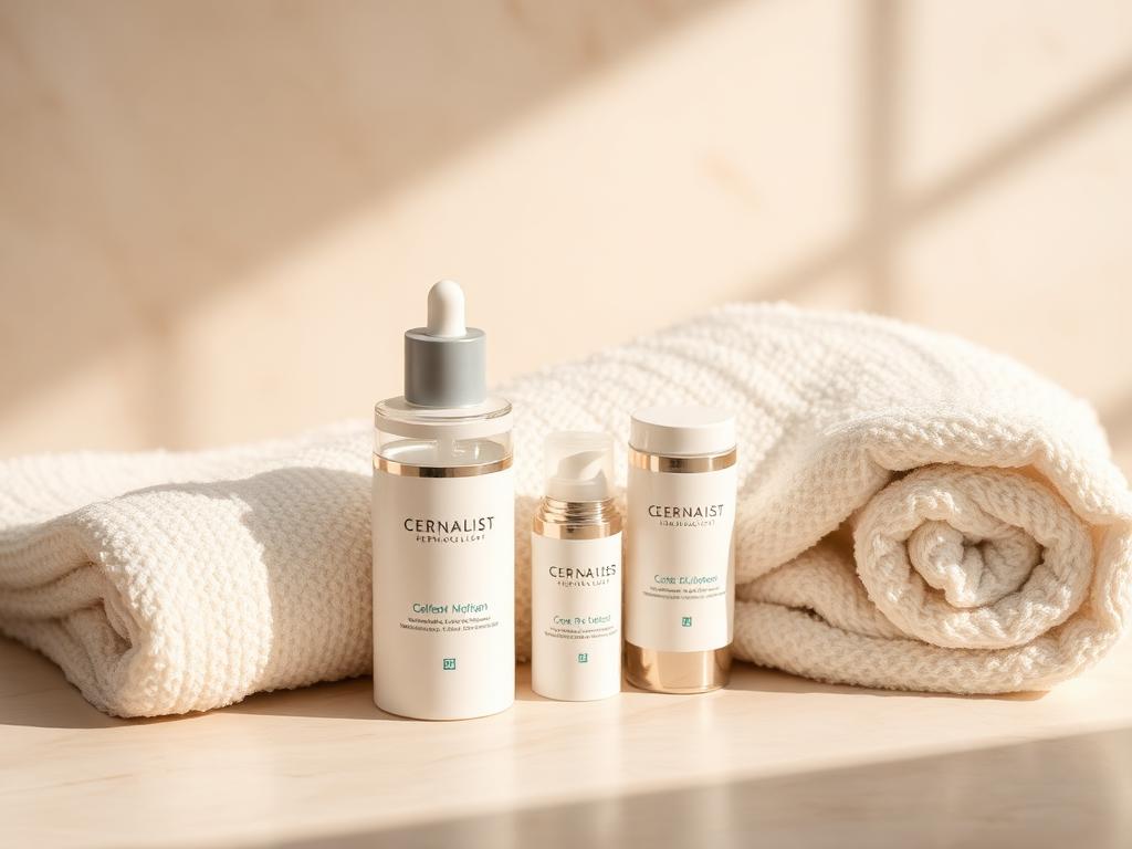 Epionce dermatologist-developed skincare products displayed in warm, neutral light at Ridgeline.